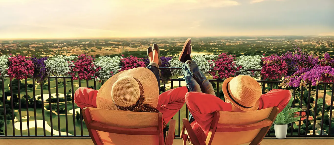 Couple relaxing at a beautiful place