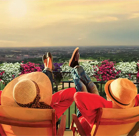 Couple relaxing at a beautiful place